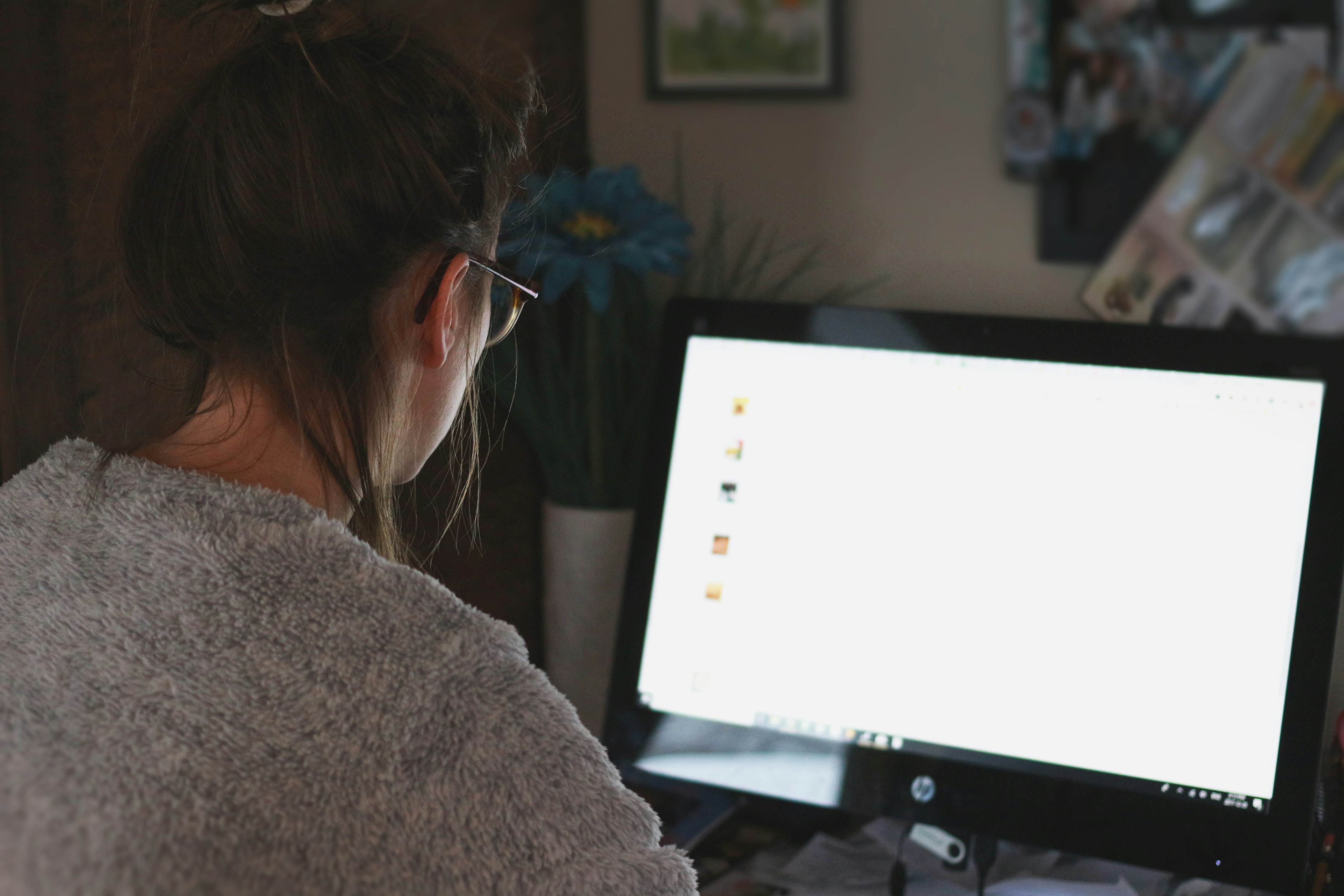 woman looking at monitor